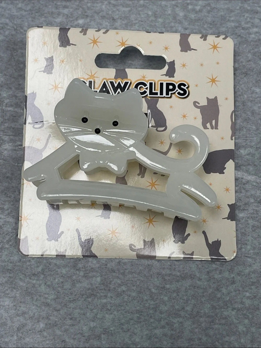 Cat-Shaped Hair Claw Clip - Light Gray